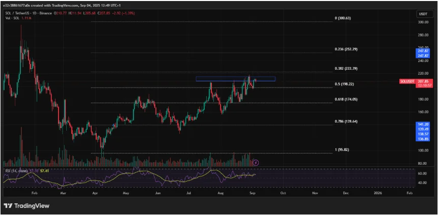 Die $205- und $215-Zonen sind von hier aus die wichtigsten Preisobergrenzen | Quelle: X